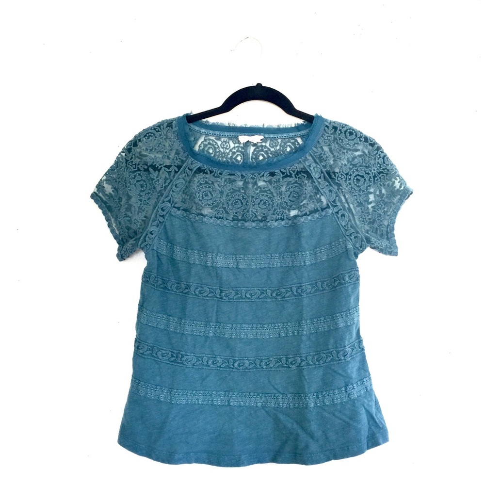 Blue Meadow Rue Gossamer Lace Tee Small